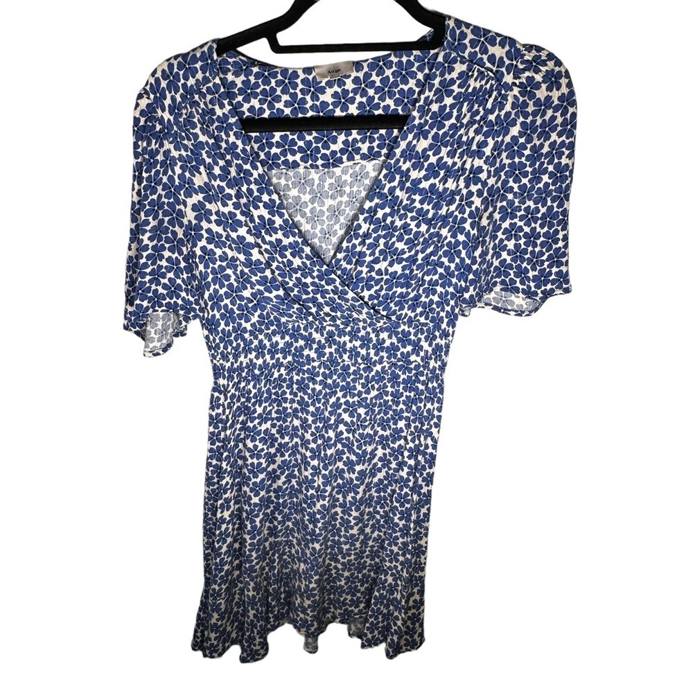 An’ge Blue White Floral Dress Size Small
